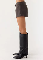 Jeremy Faux Suede Shorts - Tan Grey