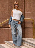 Waylon Low Rise Denim Jeans - Mid Wash Blue