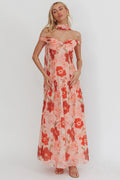Kaycee Drop Waist Maxi Dress Floral Red