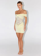 Either Way Off Shoulder Mini Dress - Yellow