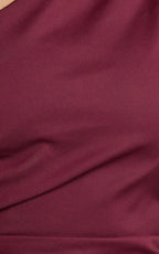 Karlie Midi Dress - One Shoulder Fitted Dress in Wine