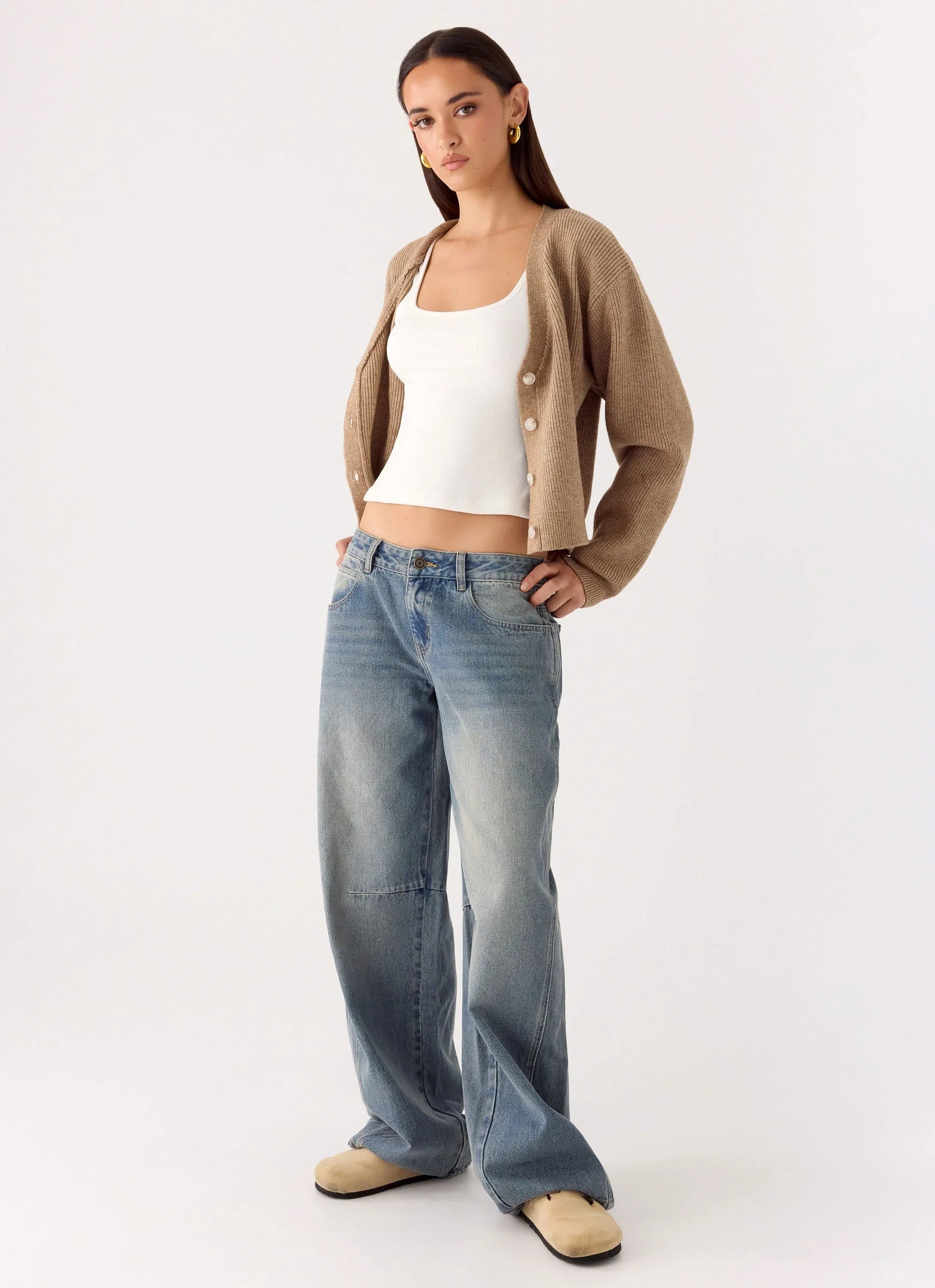 Waylon Low Rise Denim Jeans - Mid Wash Blue