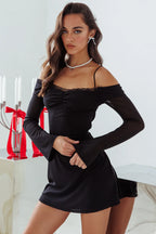 French Girl Long Sleeve Mini Dress Black