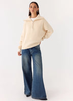 Eirena Quarter Zip Knit Sweater - Cream