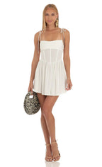 Draped Corset Dress in White