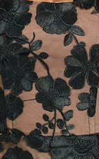 Sienna Maxi Dress - 3D Floral Strapless Column Dress in Black