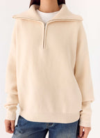 Eirena Quarter Zip Knit Sweater - Cream