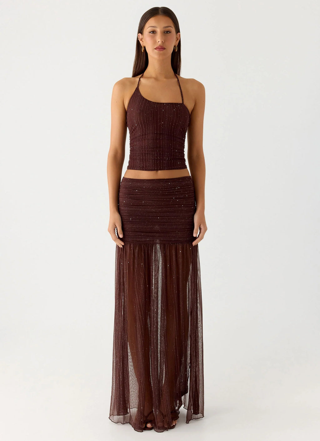 Sparkling Night Maxi Skirt - Chocolate