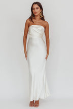 City Of Stars Strapless Maxi Dress Oyster