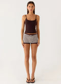 Danni Micro Shorts - Chocolate Stripe