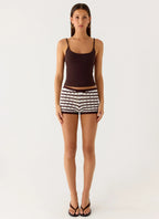 Danni Micro Shorts - Chocolate Stripe