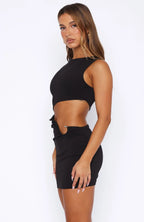 Drifting Apart Mini Dress Black