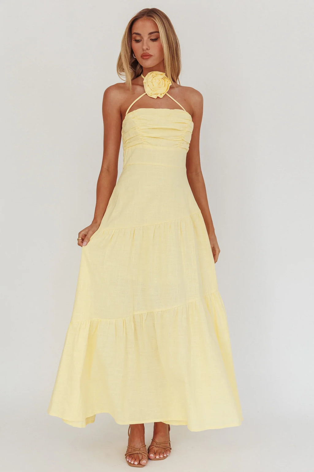 Bondi Rose Decoration Maxi Dress Lemon