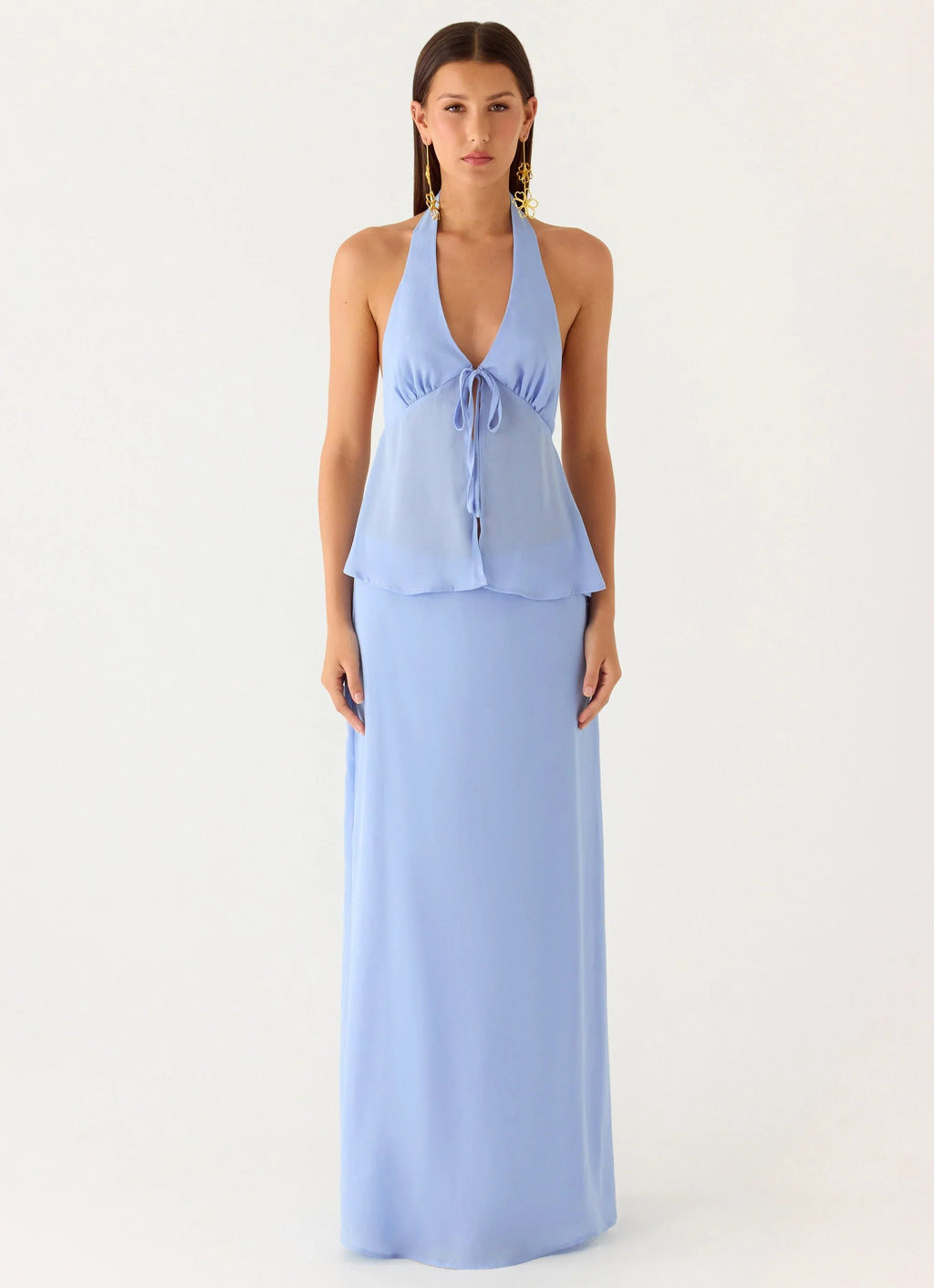 Ashlea Tie Front Top - Periwinkle