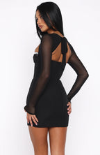 Get Into It Long Sleeve Mini Dress Black