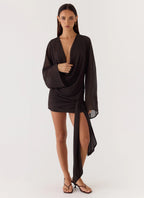 Sorrel Long Sleeve Mini Dress - Chocolate