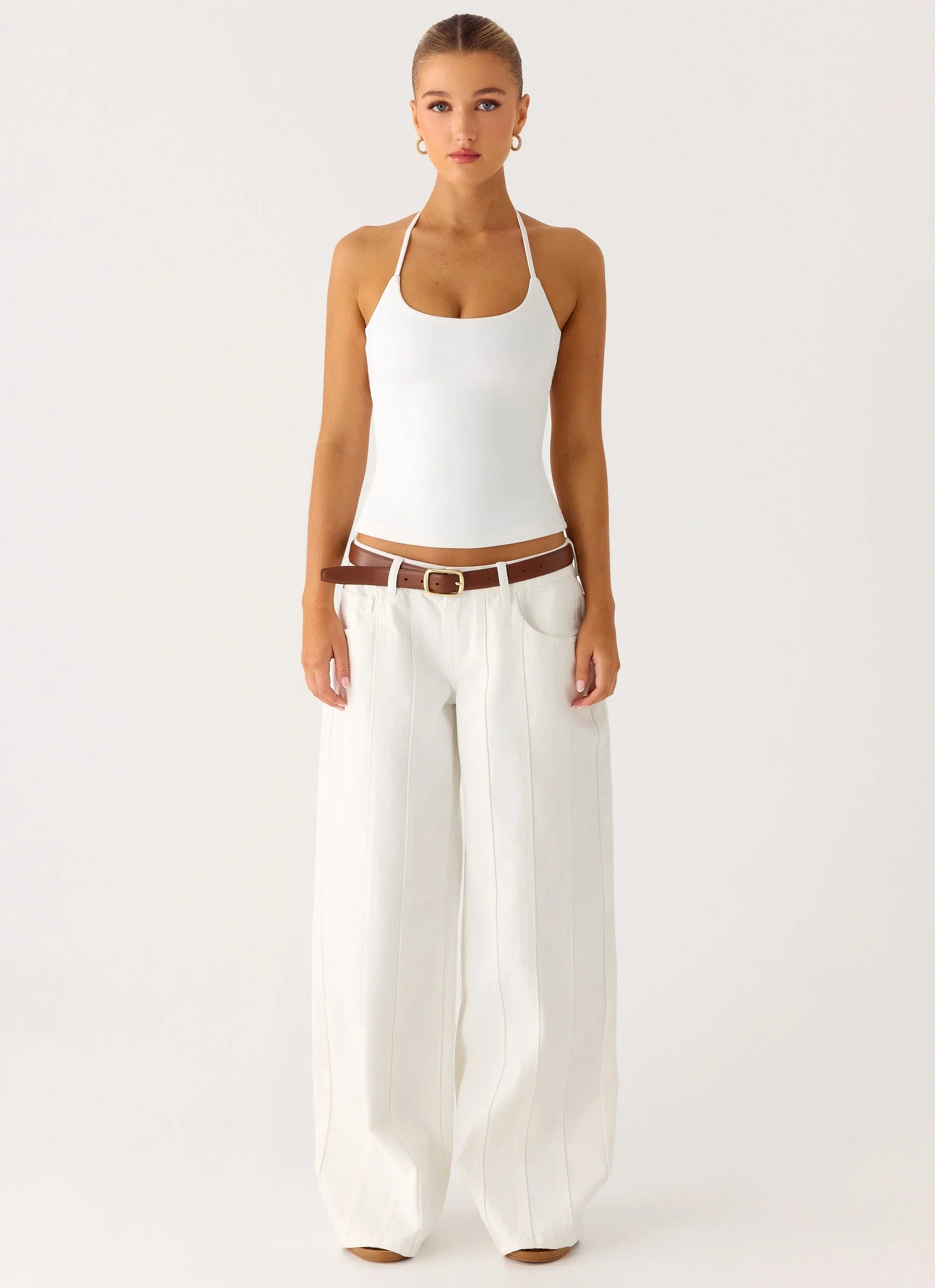 Johnny Low Rise Wide Leg Denim Jeans - White