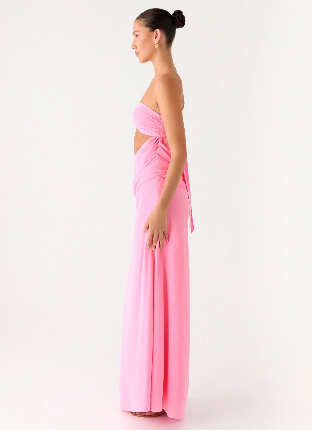 Falling Forever Strapless Beaded Maxi Dress - Pink