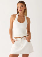 Julien Mid Rise Denim Mini Skirt - Ivory