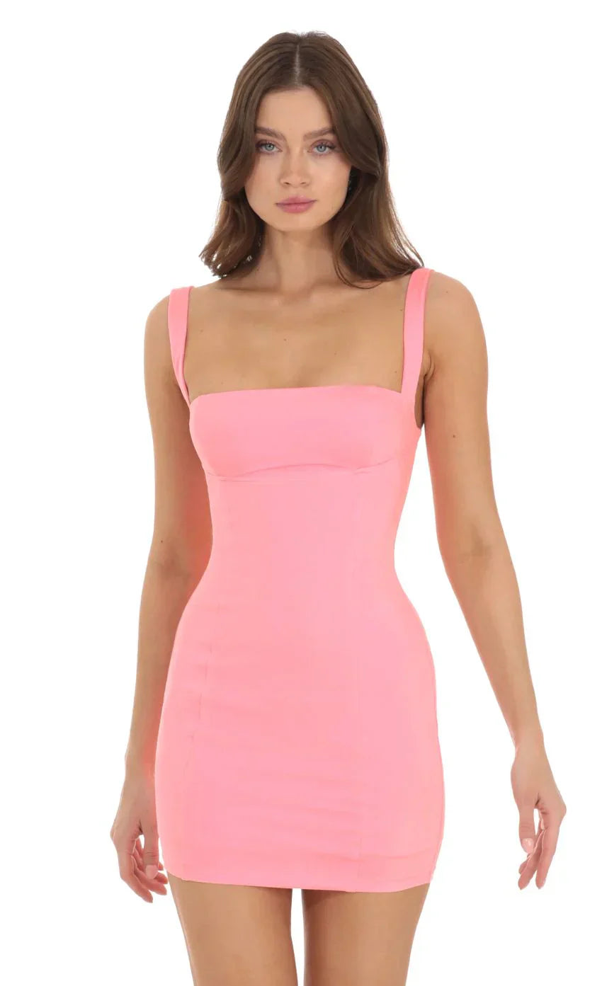 Bodycon Dress in Neon Pink