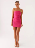 Terra Gathered Mini Dress - Fuchsia