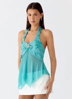Feature Me Beaded Top - Blue