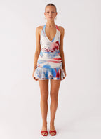 Starlit Night Mini Dress - Deep Sea Bloom