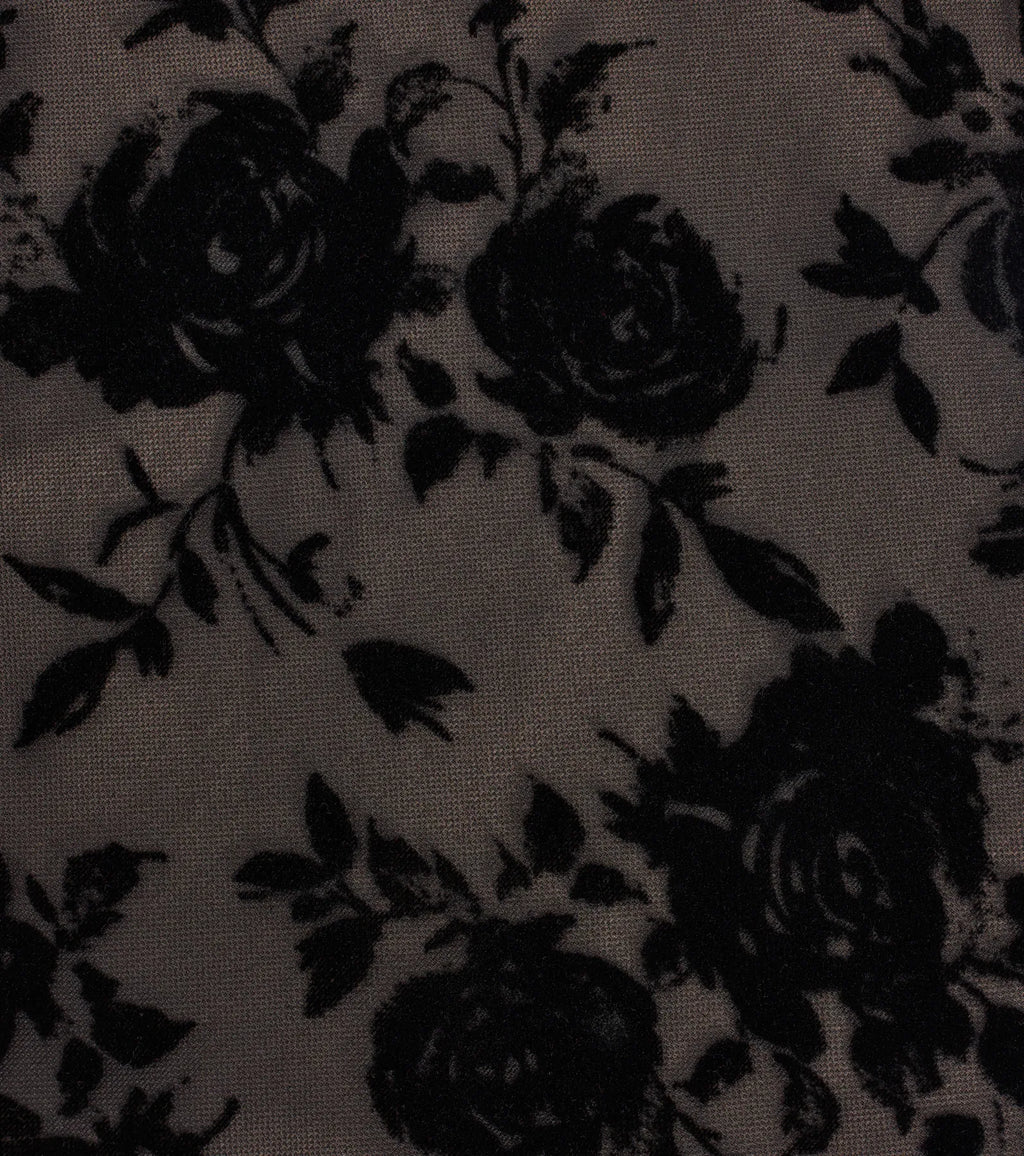 Decadent Beauty Flocked Floral Velvet Skater Dress