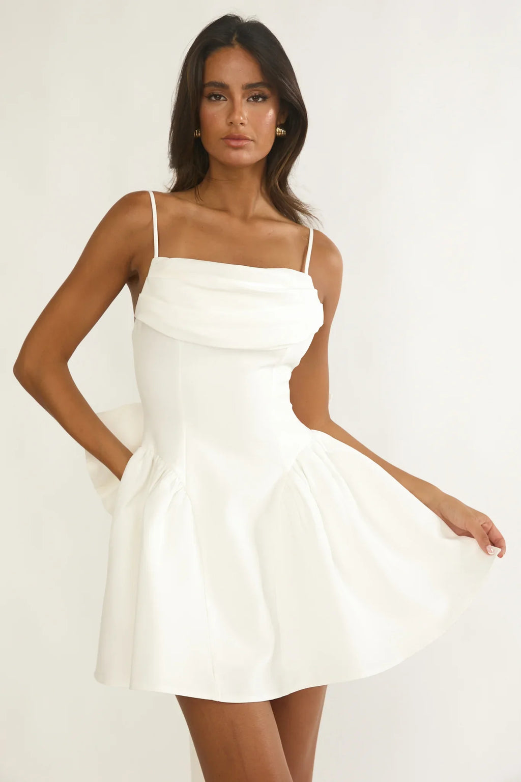 Wilder Oversized Back Bow Mini Dress White