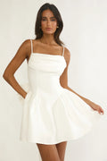 Wilder Oversized Back Bow Mini Dress White