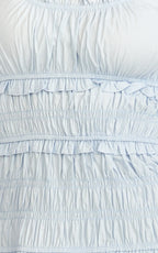 Cami Midi Dress - Rushed Bodice Dress in Blue