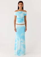 Moka Off Shoulder Top - Blooming Blue