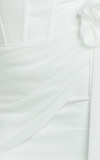 Riley Mini Dress - Strapless Draped Corset Bodycon Dress in White