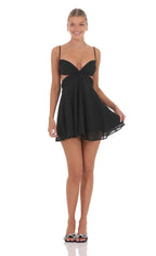 Cutout Fit and Flare Dress in Black