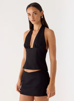 Rushing Around Halter Top - Black