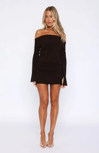 Parental Guidance Knit Mini Dress Chocolate
