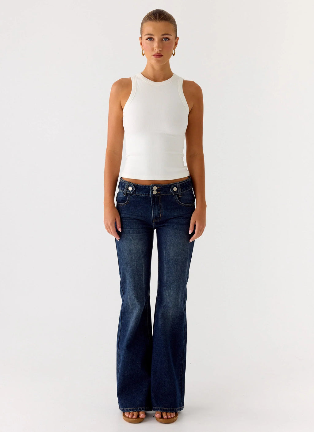 See Me Twice Ribbed Top - White