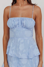 Provence Bloom Tiered Maxi Dress Blue