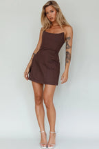 Luann Scoop Neckline Strapless Mini Dress Brown
