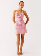 Cyna Cowl Mini Dress - Strawberry Dot