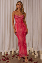 Teava Laced Waist Maxi Dress Abstract Pink