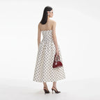 Cream Polka Dot Taffeta Midi Dress