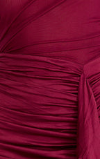 Baylee Mini Dress - Gathered One Shoulder Bodycon Dress in Wine