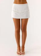Perfect Celebrity Beaded Mini Skirt - White