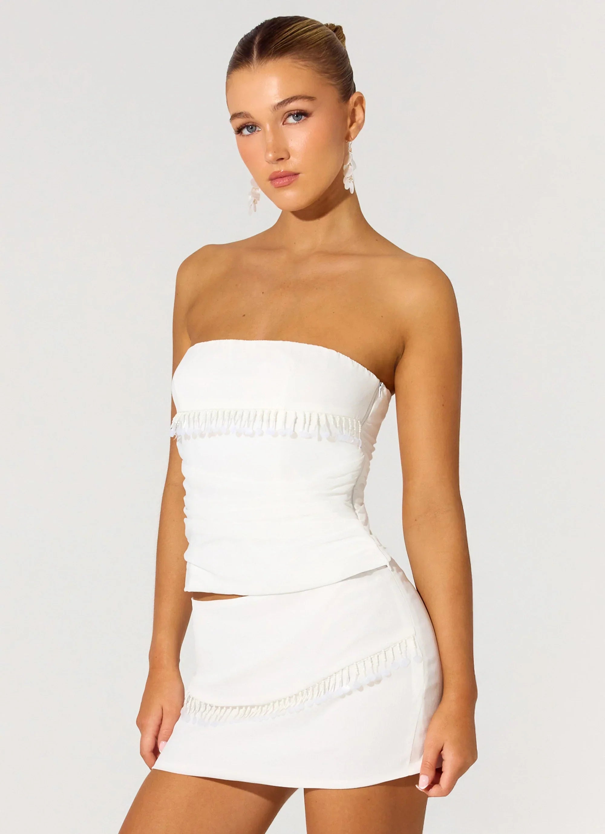 Perfect Celebrity Beaded Top - White