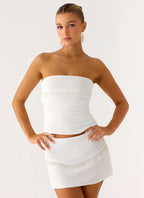 Perfect Celebrity Beaded Mini Skirt - White