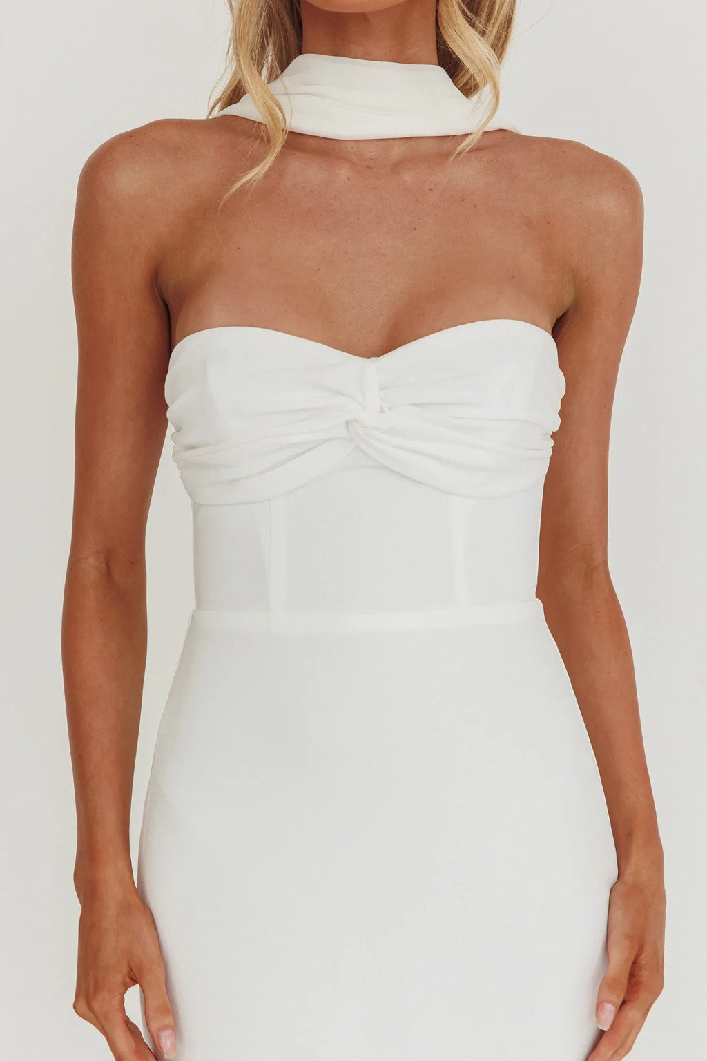 Of The Night Twist Bust Maxi Dress White