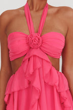 Santiago Cut-Out Ruffle Maxi Dress Fuchsia