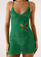 Havana Haze Crochet Mini Dress - Emerald Green