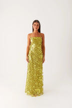 Havana Sequin Maxi Dress - Lime